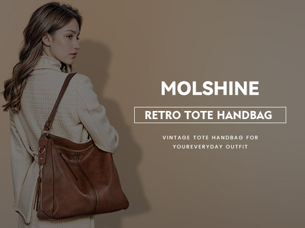 MOLSHINE Large Hobo Hangbag, Vegan Leather Chic Shoulder Totes Bags Top Handle Crossbody Satchel for Women Lady HB021