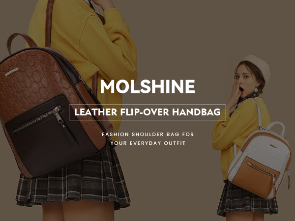 molshine 3Pcs Vegan Leather Backpack Set, Crossbody Bag, Shoulder Bags, Clutch for Women Lady Model HB014