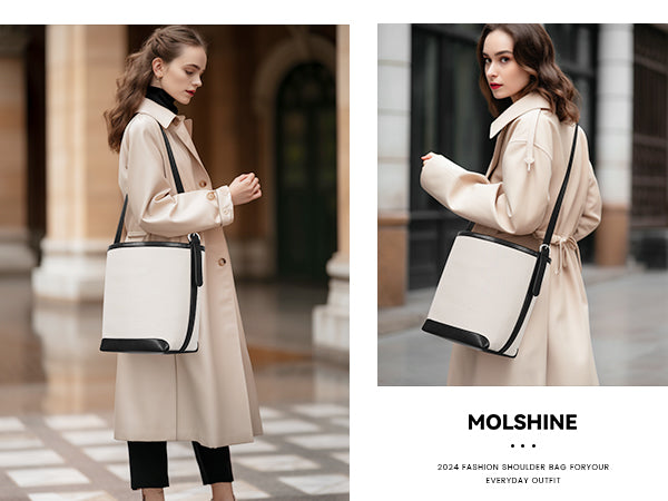 molshine Laptop Tote Shoulder Bag, Stylish Leather Commuter handbag with Makeup Bag for Women Girl Lady Casual Business OfficeTravel Study