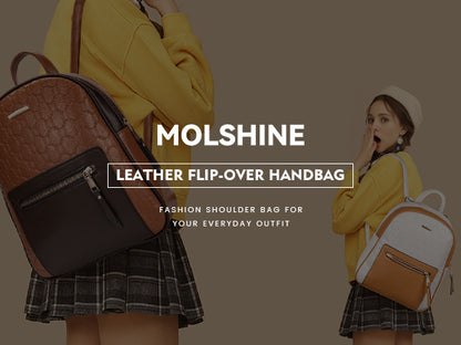 molshine 3Pcs Vegan Leather Backpack Set, Crossbody Bag, Shoulder Bags, Clutch for Women Lady Model HB014