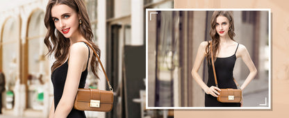 molshine Luxurious Retro Leather Handbag, Stylish Shoulder Bag and Crossbody Bag with Shoulder Strap for Women Girl Lady Travel Work Office