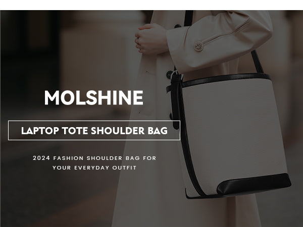 molshine Laptop Tote Shoulder Bag, Stylish Leather Commuter handbag with Makeup Bag for Women Girl Lady Casual Business OfficeTravel Study