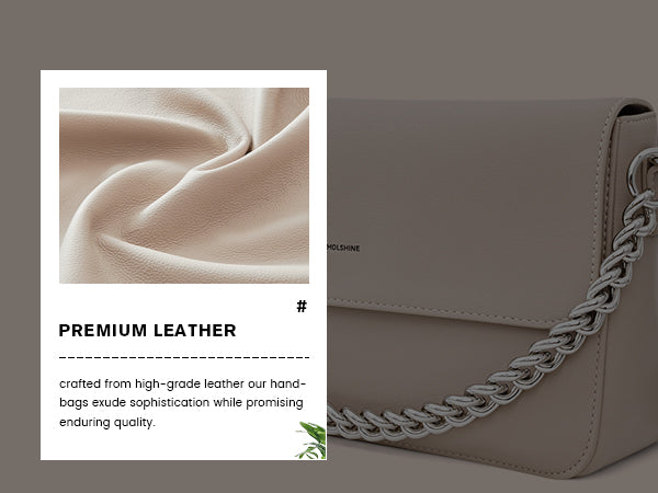 molshine Leather Flip-Over Handbag with Metal Chain Decorations, Stylish Shoulder Bag and Crossbody Bag for Women Girl Lady