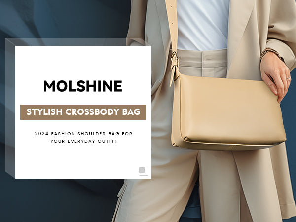 molshine Stylish Crossbody Bag, Trendy Vegan Leather Shoulder Bag for Women Girl Lady Travel Work Office
